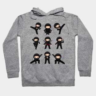 Japanese Ninja Cute Kawaii Different Poses Hoodie